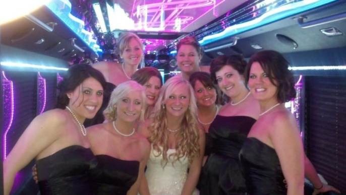 Happy customers enjoying luxury limousine service from transportcenterhub.pro in a memorable experience.